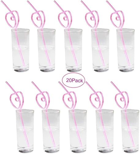 Miniatura 2 de Paquete de 20 popotes de fiesta con forma de corazón rosa, accesorios novedosos para el día de San Valentín, boda, despedida de soltera, fiesta de