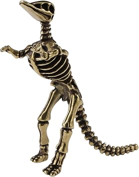 Brass Dinosaur Fossil Skeleton Model Miniature Figurines,Bronze Jurassic Hadrosaur Statue Sculpture Crafts Collection Office Home Study Desktop Ornament Bonsai Micro Landscape Sand Table Decor