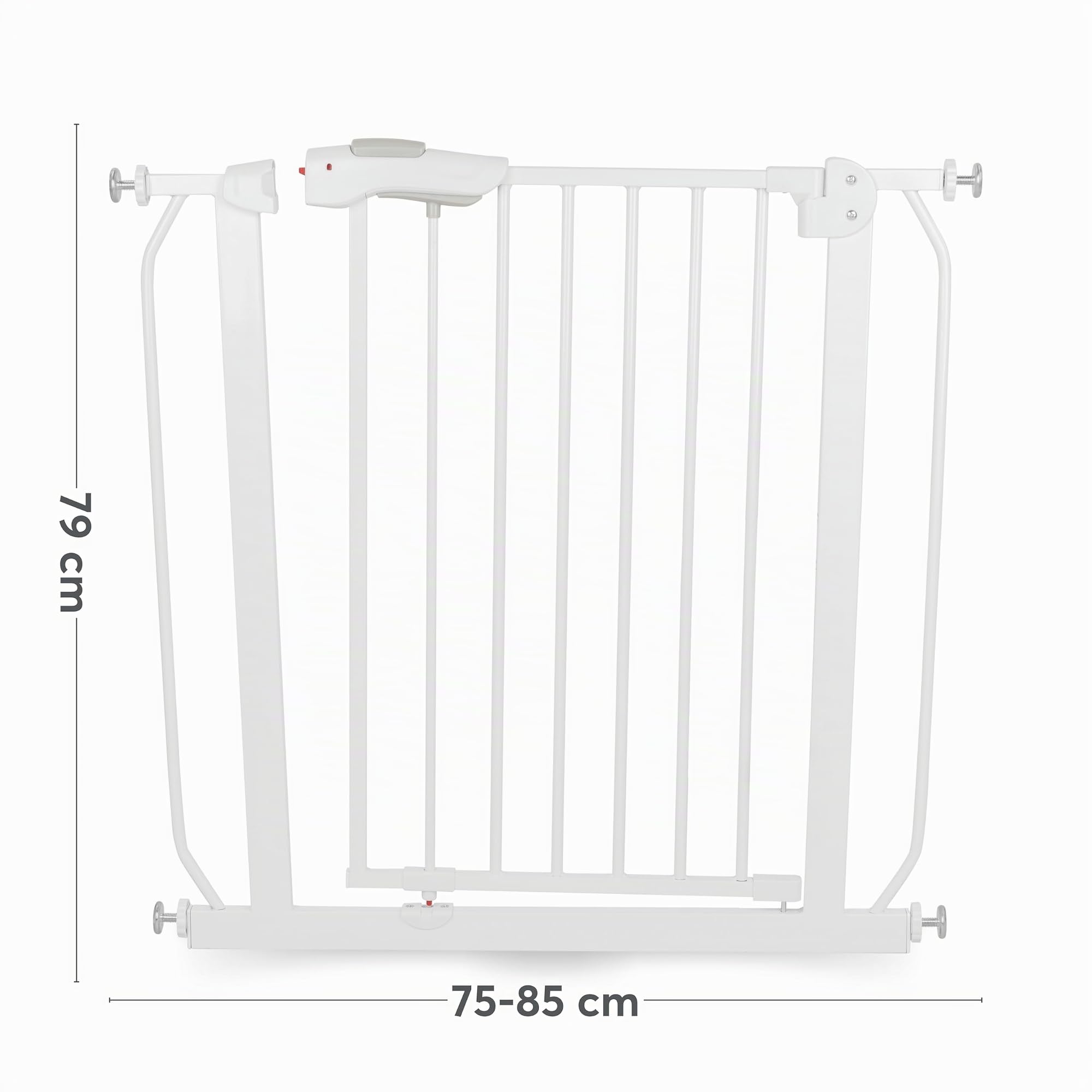 KikkaBoo Barrera de Seguridad de Niños para Puertas y Escaleras All Safe, Valla Seguridad Infantil, Cierre Automático, Extensible 125 cm, Barandilla Escalera, Fácil de Instalar, Blanco