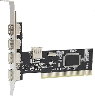 Tarjeta de Expansión PCI Alta Velocidad 4 Puerto USB2.0 Adaptador de Cubo para la Placa Black Accessories Universal PC a Través del Chip VT6212L [Conecte Varios Dispositivos Al Mismo Tiempo]