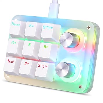 Koolertron 9-Key Mechanical Numpad with 2 Programmable Knobs