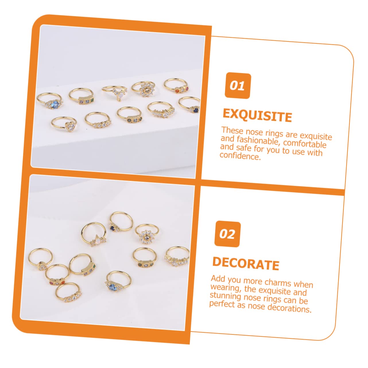 PACKOVE 12 Anelli per Naso Gioielli da Donna Cerchi per Naso Fermagli per Naso 20 per Donne Gioielli per Polsini per Il Naso Naso Finto Piercing al Naso Colorato Rame