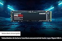 Vista 2 de Samsung 990 PRO SSD 1TB PCIe 4.0 M.2 2280 Disco duro interno de estado sólido, velocidades de lectura secuencial de hasta 7,450 MB/s