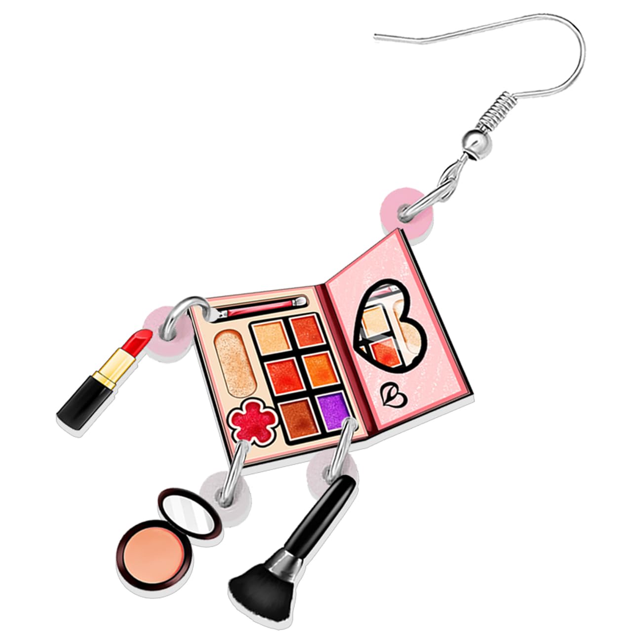 DALANE Valentines Day Makeup Dangle Earrings Gifts for Women Girls Acrylic Cute Creative Cosmetic Hypoallergenic Beauticians Jewellery for Her Decor (Eye shadow box A) - Image 4