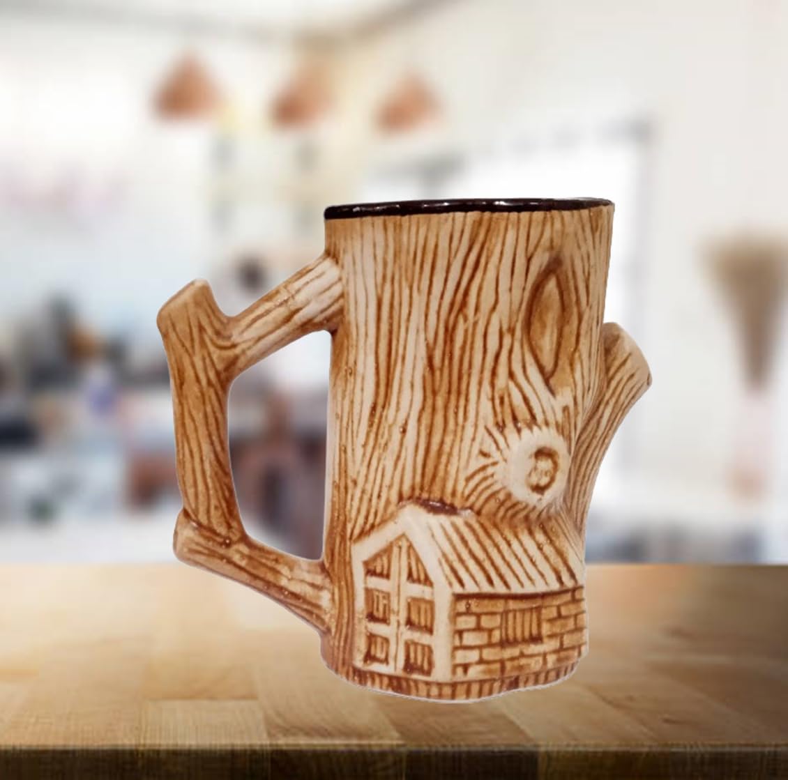 Purpledip Ceramic Mug: Antique Tree Design Tall Cup for Beer, Tea Or Coffee (10055B)