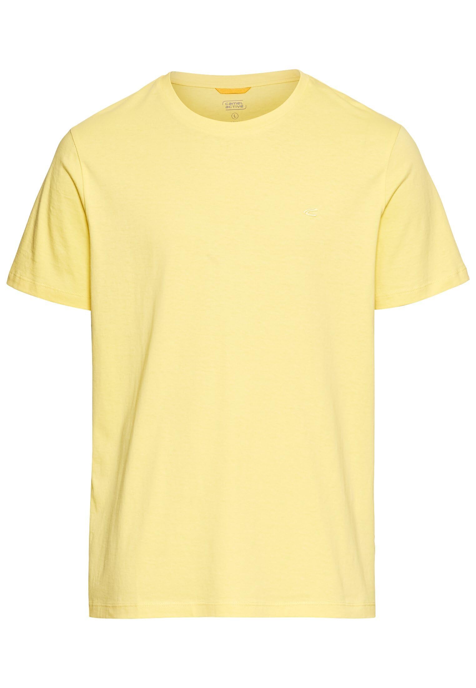 camel active Men's Basic Pure Cotton T-Shirt, Yellow, Menswear-S