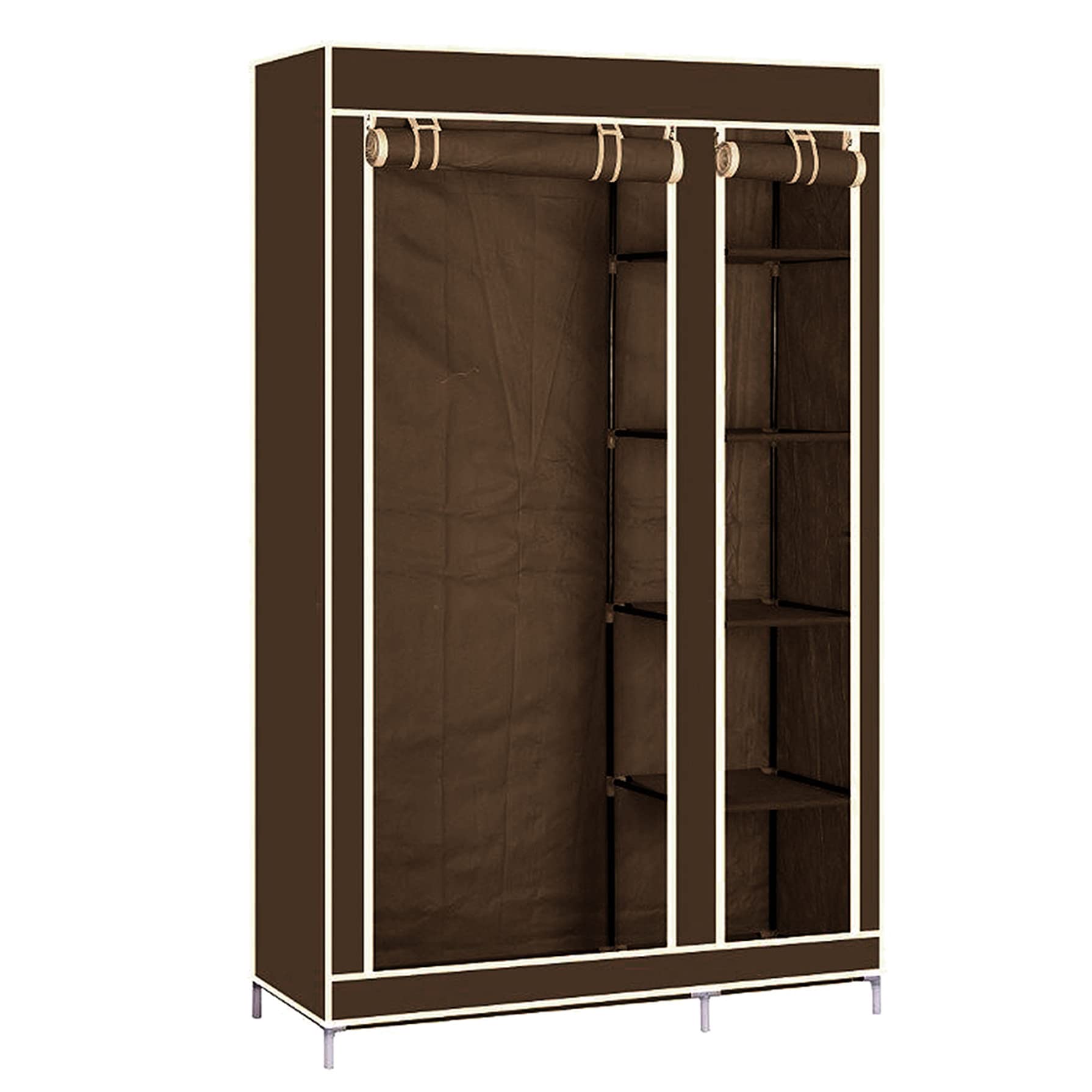 Aramrio de Tela, Armario Portátil con Varillas para Colgar, Perchero, Plegable, Guardarropa, para Dormitorio, Estudio,Armario Closet Organizador Plegable para Ropa Ropero(marrón, 110*45*178cm)