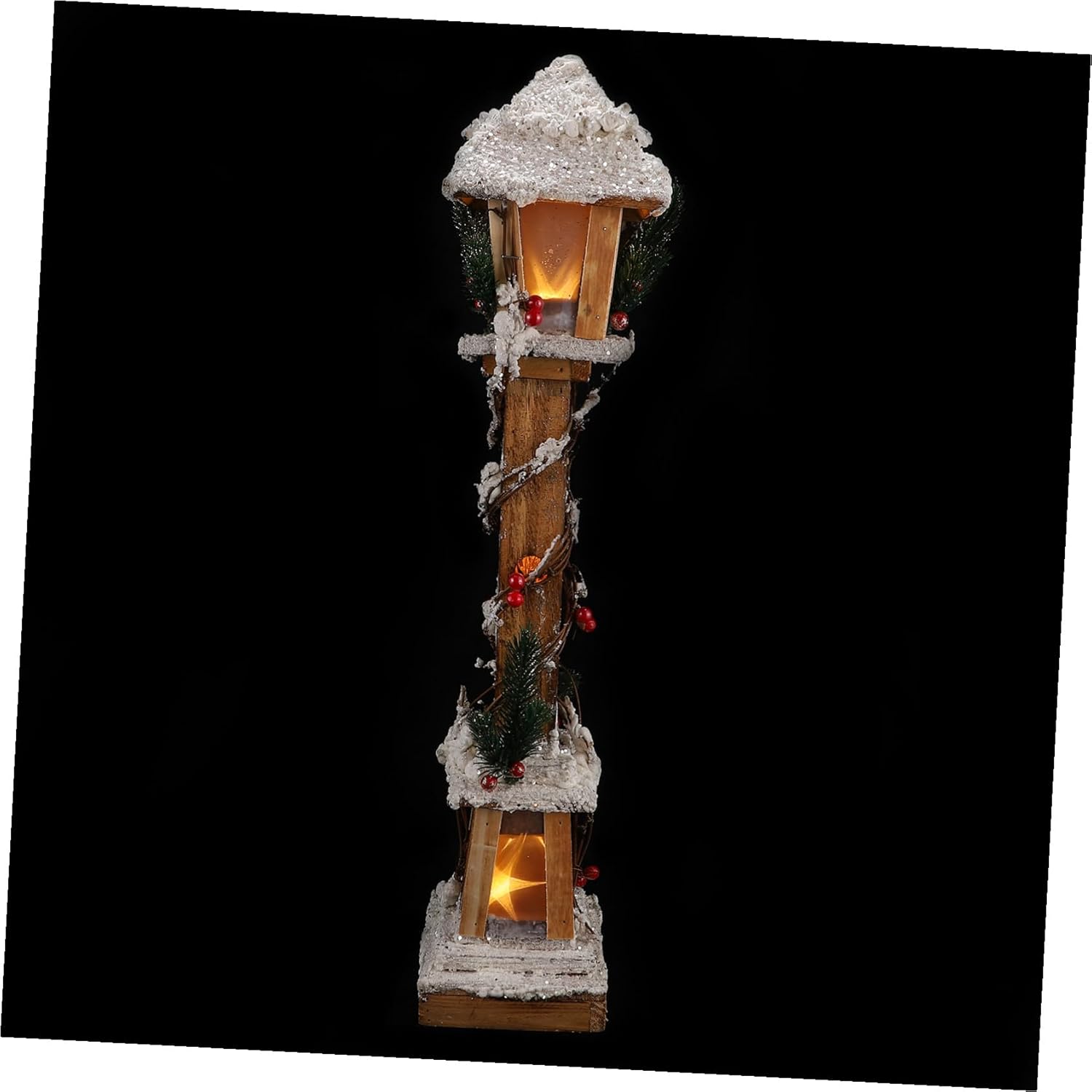 Christmas Luminous Wooden Streetlamp Ornament Creative Desktop Decor Xmas Home Adornment for Festive Party Atmosphere