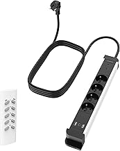 Ucomen Multiprise sans Fil avec télécommande, Prise Multiple avec 2USB A et USB C 20W, 4 Prises avec 1 télécommande, câble de 1,5m, 3120W