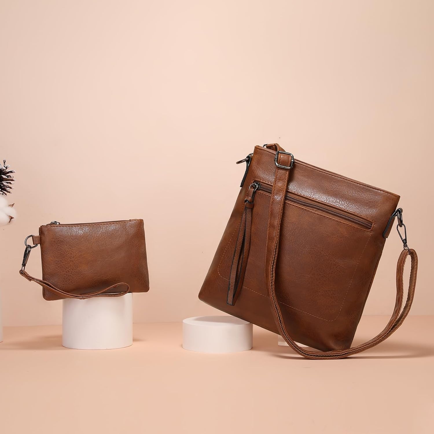 GAEKEAO Hobo Bags for Women 2PCS Soft Shoulder Bag Ladies Vegan Leather Purses and Handbags with Adjustable Shoulder Strap - Image 2