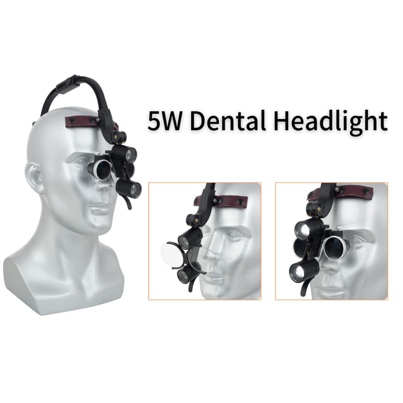 GeRRiT Lampada Frontale odontoiatrica da 5 W, Lampada Frontale a LED per ingrandimento 3,5X Occhialini binoculari Lampada Frontale chirurgica per Dentista Attrezzatura da Laboratorio,3.5X