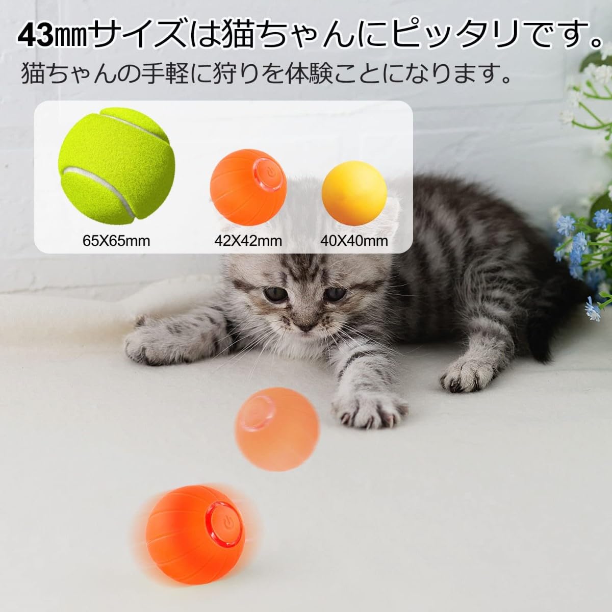 Amazon | 【Amazon 限定ブランド】猫 おもちゃ 猫ボール 電動 猫