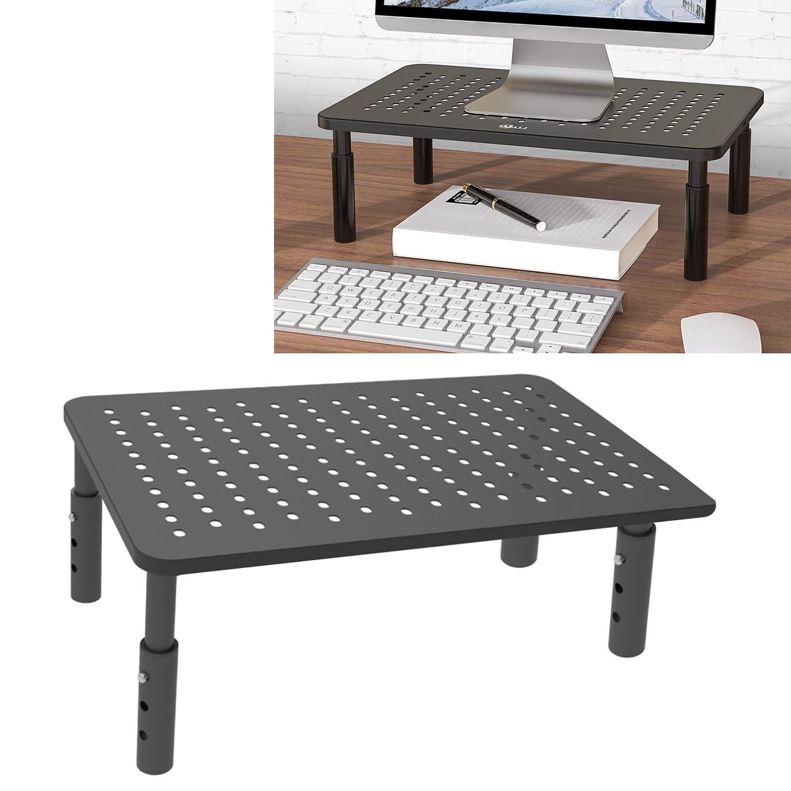 Supporto da scrivania per computer, regolabile, aperto, con cuscinetto antiscivolo, supporto per monitor da scrivania per computer portatili e desktop