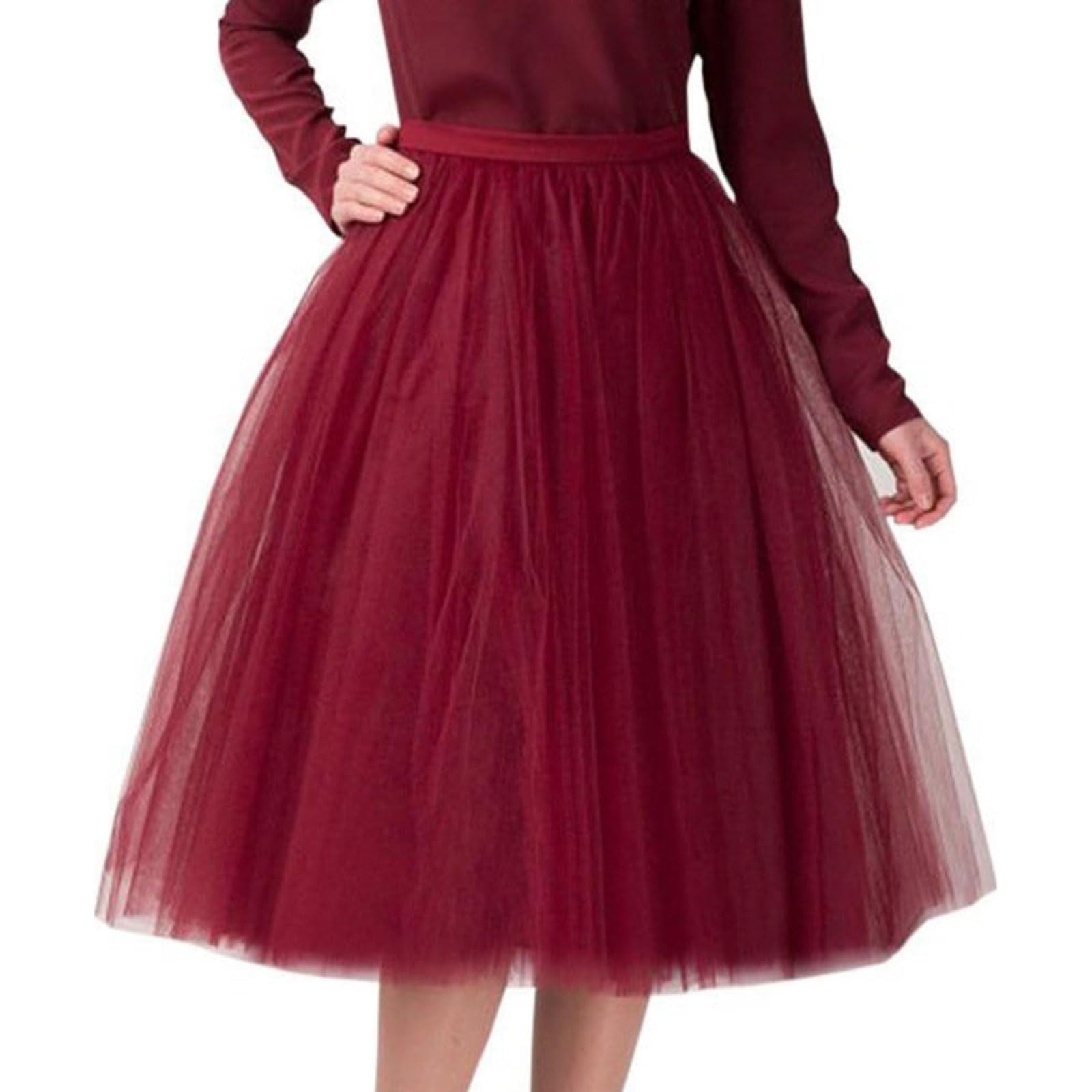 Tutu-Rock Puffy Tutu-Röcke für Damen, 5-lagiger Tüll-Ballett-Tanzrock mit gefüttertem knielangen Petticoat, geeignet für Anziehpartys Tüll-Petticoat