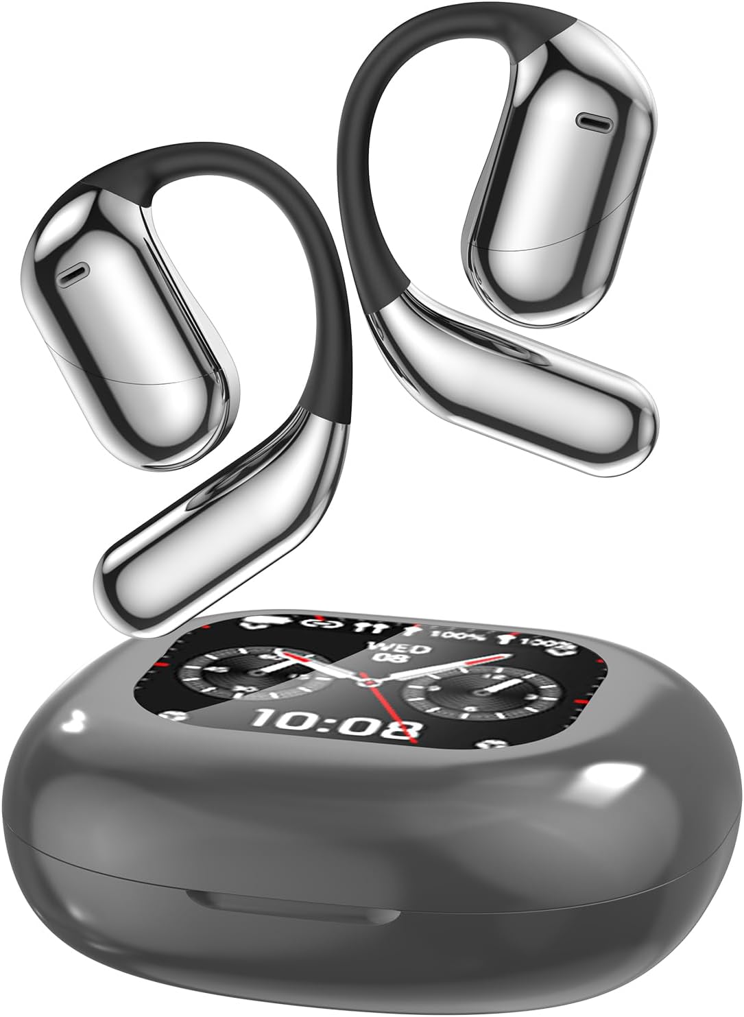 Intelligent Touch Screen Ultra Comfy Open Ear Bluetooth 5.4 Headphones 2024 New Over The Ear Bluetooth Earbuds with Earhooks Bone Conduction Earbuds IPX7 Waterproof for Exercise