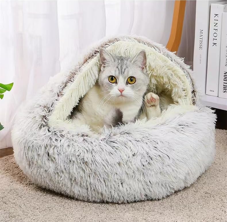 Geizire Small Dog Bed & Cat Bed, Round Donut Calming Cat