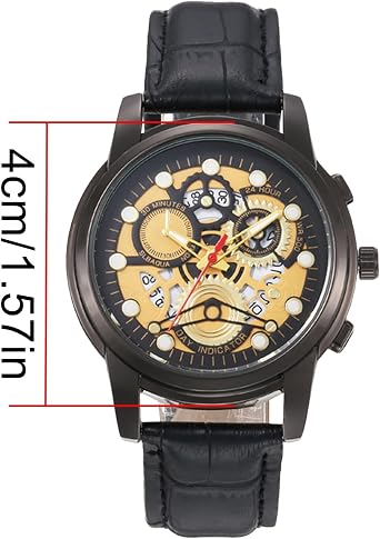 Automatic Watch Fashion Accessories - Mechanical Watches for Men with Leather Strap and Self-Winding Movement - Date Window Display, 40mm Alloy Case, Genuine Leather Band, Water Resistant Mechanic