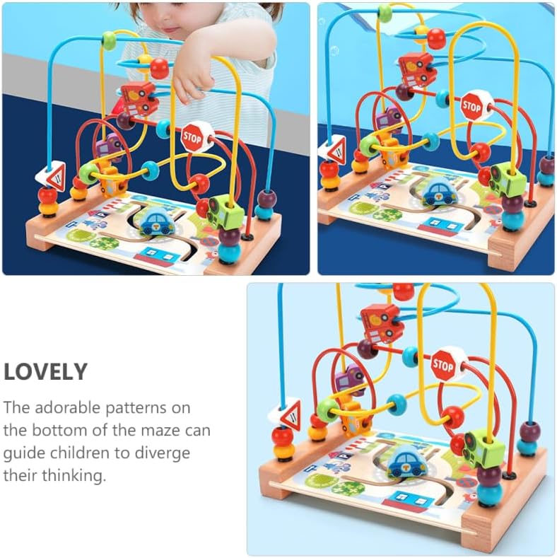 Alasum Ocean-Themed Wooden Bead Maze Toy for Toddlers Ages 1-5 - Montessori Educational Activity Center for Fine Motor Skills and Sensory Learning - Colorful Bead Puzzle and Sequencing Toy for Kids