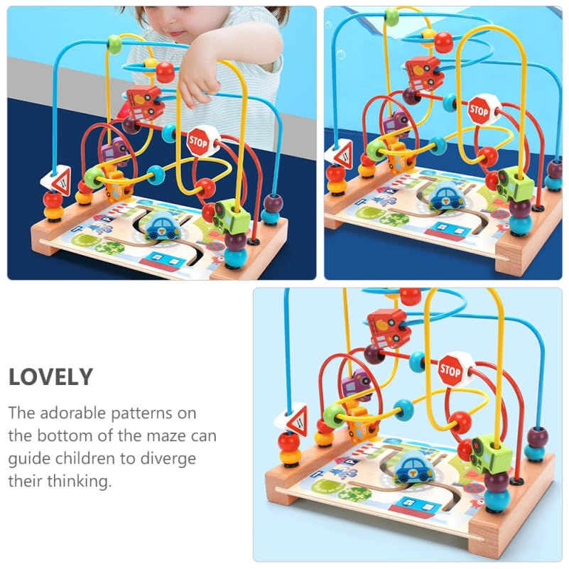 Image of Alasum Ocean-Themed Wooden Bead Maze Toy for Toddlers Ages 1-5 - Montessori Educational Activity Center for Fine Motor Skills and Sensory Learning - Colorful Bead Puzzle and Sequencing Toy for Kids