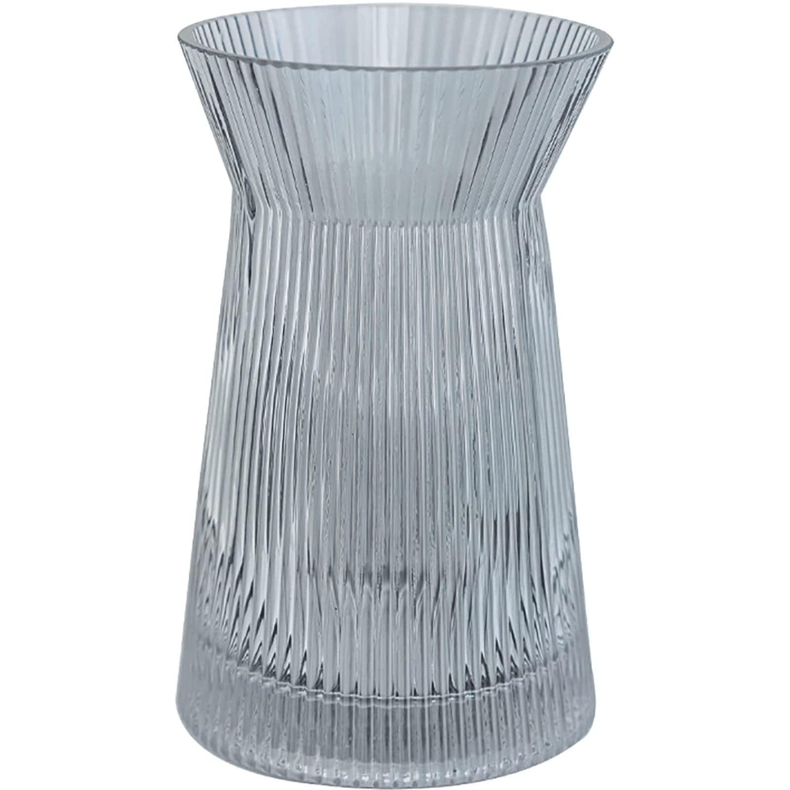 Ngdfgr A Fashion Modern Vase Glass Rtificial Polishing Smooth Nd Round Flower Vases Transparent Striped The Vase Clear Nd Translucent Decoration (A),