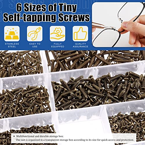 Glarks 1300 piezas tornillos pequeños de madera de 5mm a 16mm juego surtido con cabeza plana cruzada de bronce y acero carbono para muebles y decoración miniatura 3