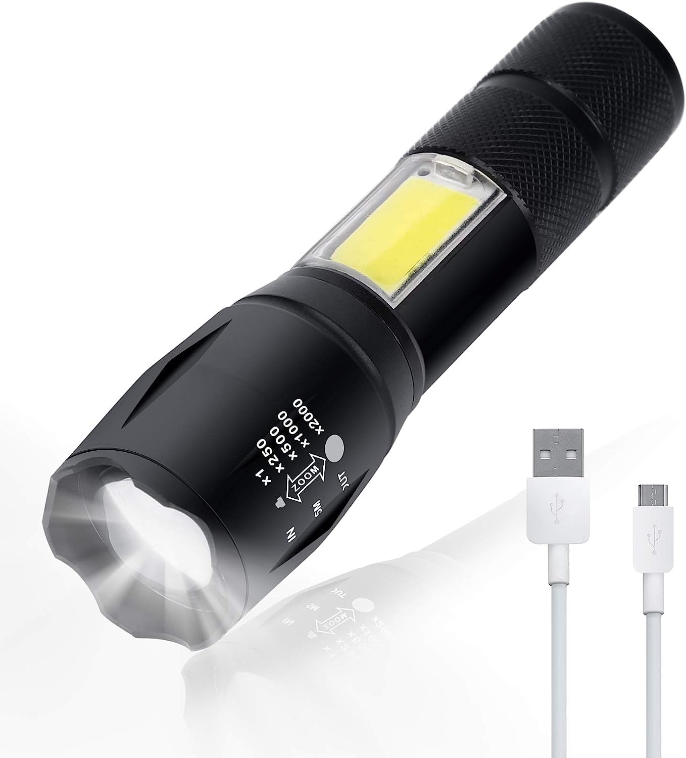 Care 4 Aluminum Alloy Mini Pocket Flashlight Rechargeable tourch Zoom LED Small Waterproof Searchlight Multi-Function (Multicolor)-picture-10