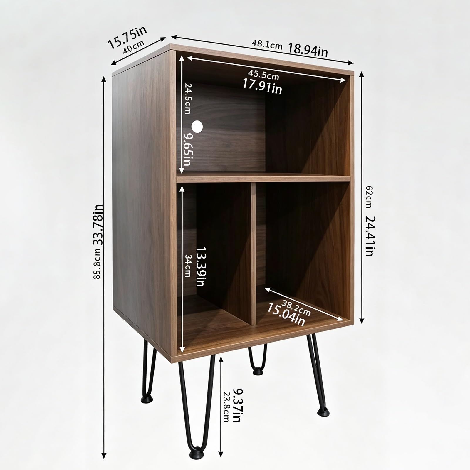 Mobile Hifi Vintage 2 Livelli, Legno Mobile Giradischi per Vinili | Mobile Audio per Giradischi, Dischi Vinile e Apparecchi HiFi per Casa(Brown)
