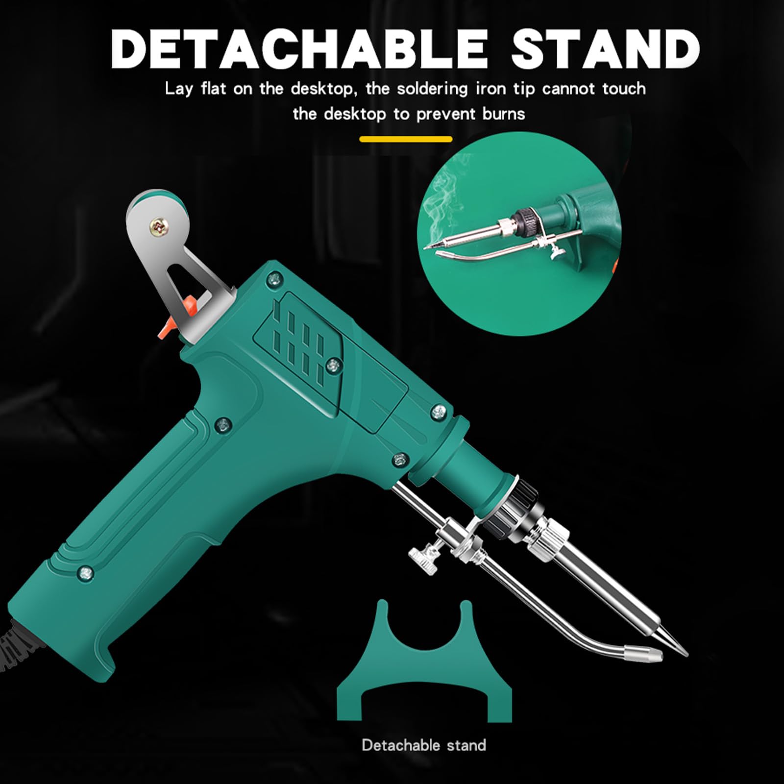 Soldador automático de mano, kit de pistola de soldar electrónica de 60 W con bomba desoldadora, 2 pinzas, alambres de soldar y soporte, soldador de mano