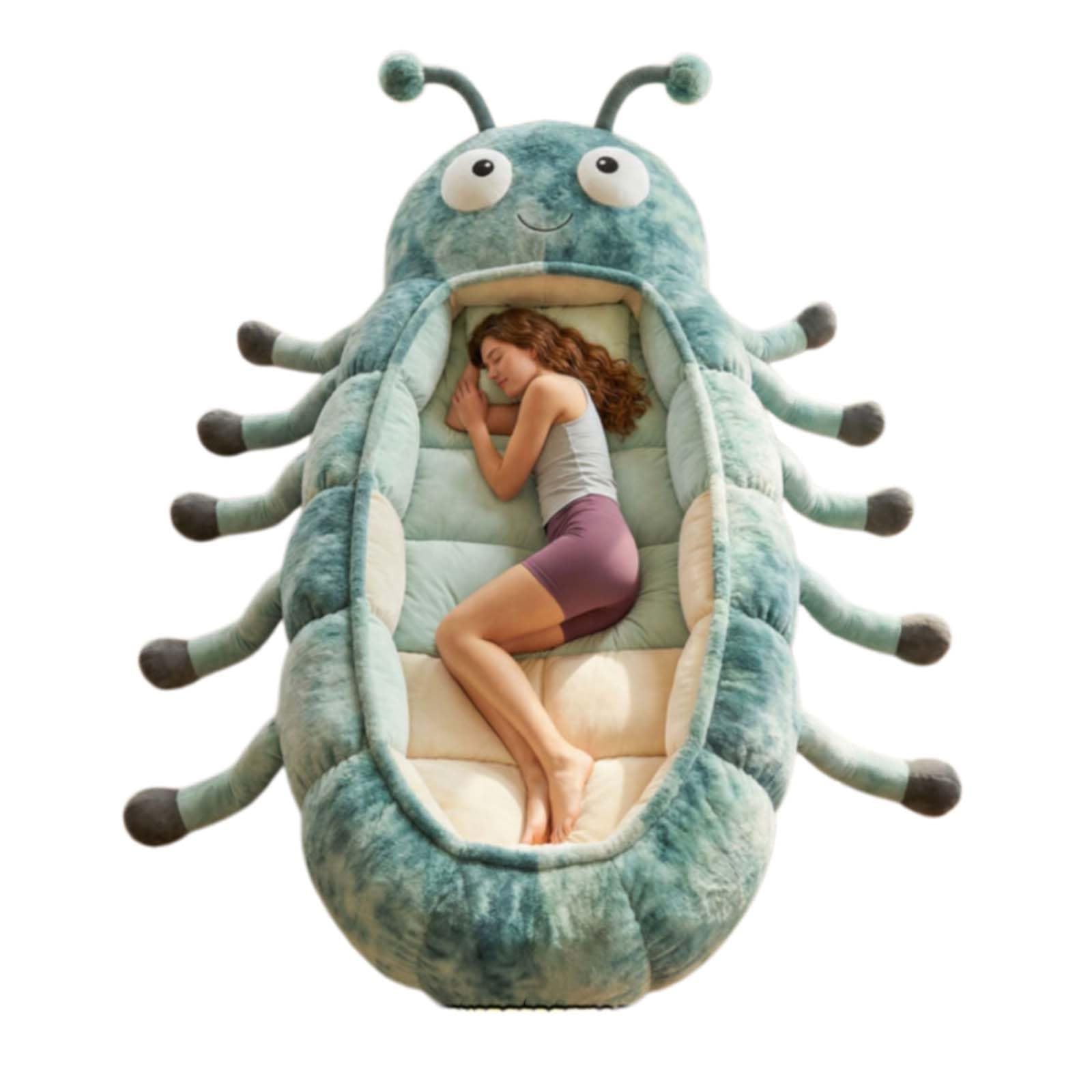 Sac de couchage câlin en forme de chenille pour adultes, cocon en peluche, sac de couchage avec cordon de serrage, épais matelassé pour l'intérieur