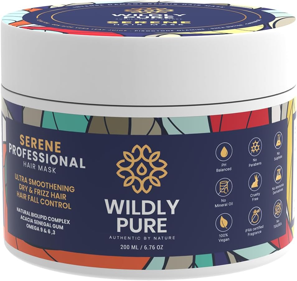 Professional Hair Mask for Dry, Frizzy & Damaged Hair| 7 Days Spa Smoothening | Natural Biolipid Complex &12 Oils| Strengthening & Repair | Men & Women| 200ML(Serene)