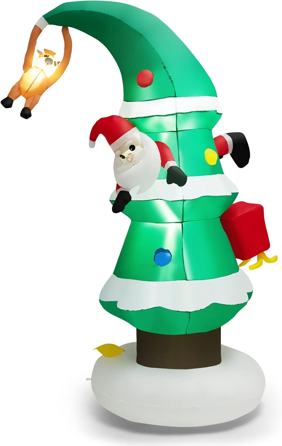GYMAX 8FT Inflatable Light Up Christmas Tree, Blowup Xmas Tree with