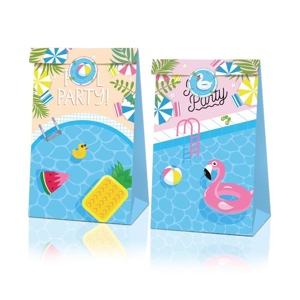 SAVITA 50 Stück Hawaii Party Tüten - Bunte Geschenkbeutel Mit Griffen Für Kindergeburtstag