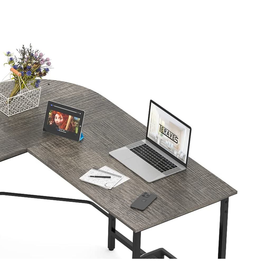 Amazon.com: Teraves Reversible L Shaped Desk with Large Surface