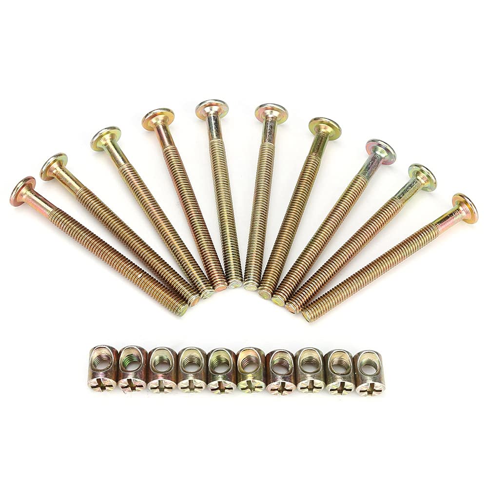 10Pcs M6 Carbon Steel 70Mm, M6 Flanged Hex X 70 Cot Bolts and Barrel