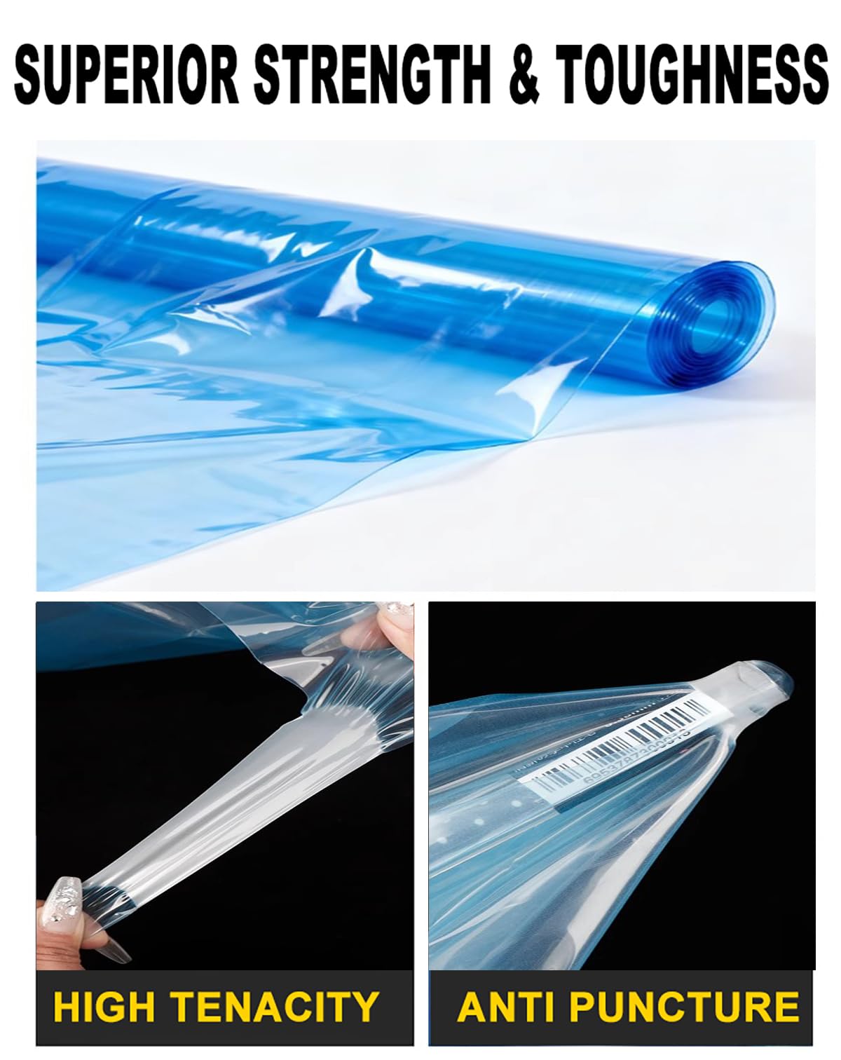 Telo per Serra Ultra Resistente, Garantito 5 Anni - Materiale Polietilene Rinforzato 120 Micron, Impermeabile e Trasparente per Tutto L'Anno(Size:4 * 20m,Color:Blu)