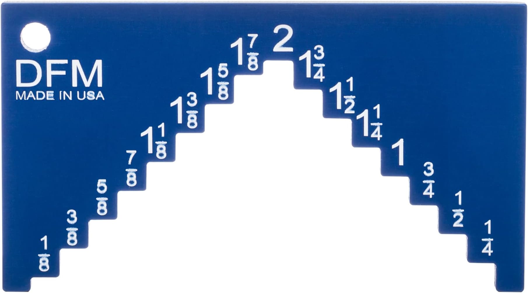 DFM Tool Works Saw Height Gauge - Precision Table Saw and Router Table Tool for Alignment and Calibration - 1/4" Wide Steps in 1/8" Increments & 1/4" Thick for Self Standing - Made in USA