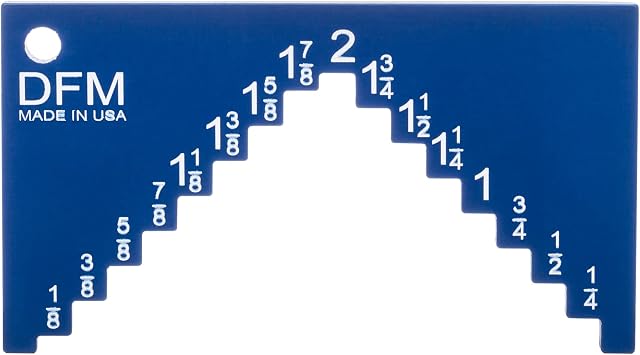 DFM Tool Works Saw Height Gauge - Precision Table Saw and Router Table Tool for Alignment and Calibration - 1/4" Wide Steps in 1/8" Increments & 1/4" Thick for Self Standing - Made in USA