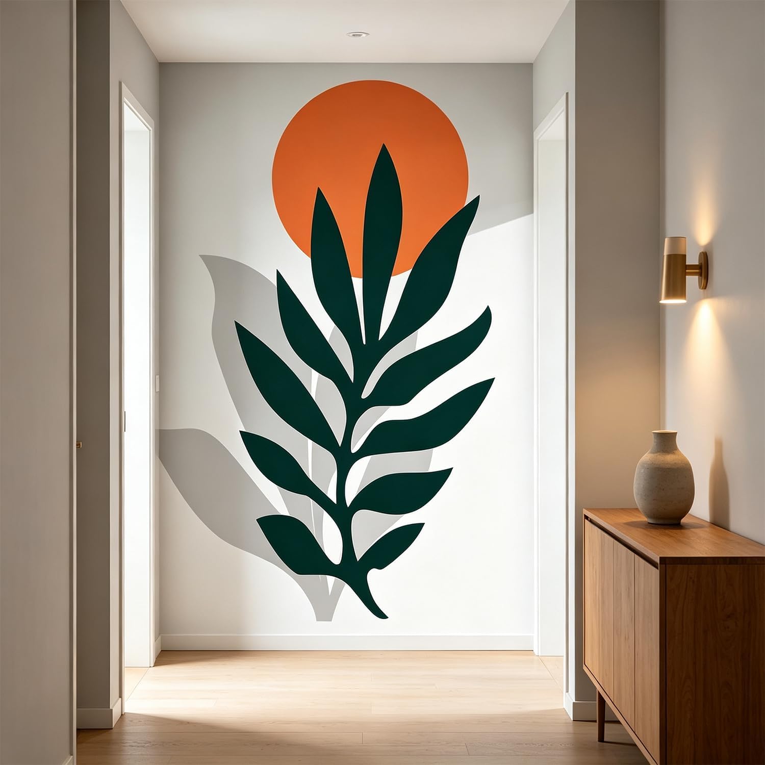 Floral Flower Orange Sun Boho Peel and Stick Wall Decor Decals Art