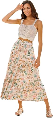Maxi Skirts for Women 2026 Summer Boho Floral High Waist Casual Flowy Long Skirt Beach Vacation Cruise Resort Wear