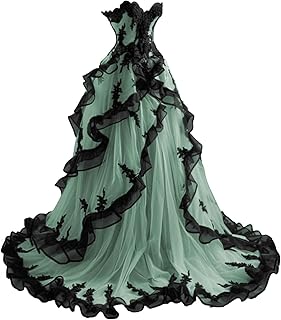 Gothic Black Lace Wedding Dresses for Bride Strapless Tulle Bridal Gowns with Train A-line Wedding Gown with Ruffles