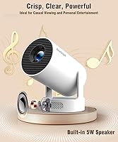 Vista 2 de Mini proyector con soporte 4K, proyector inteligente portátil con WiFi 6 y Bluetooth 5.4, altavoz Soundbase de 5W, Auto Keystone giratorio de 180°