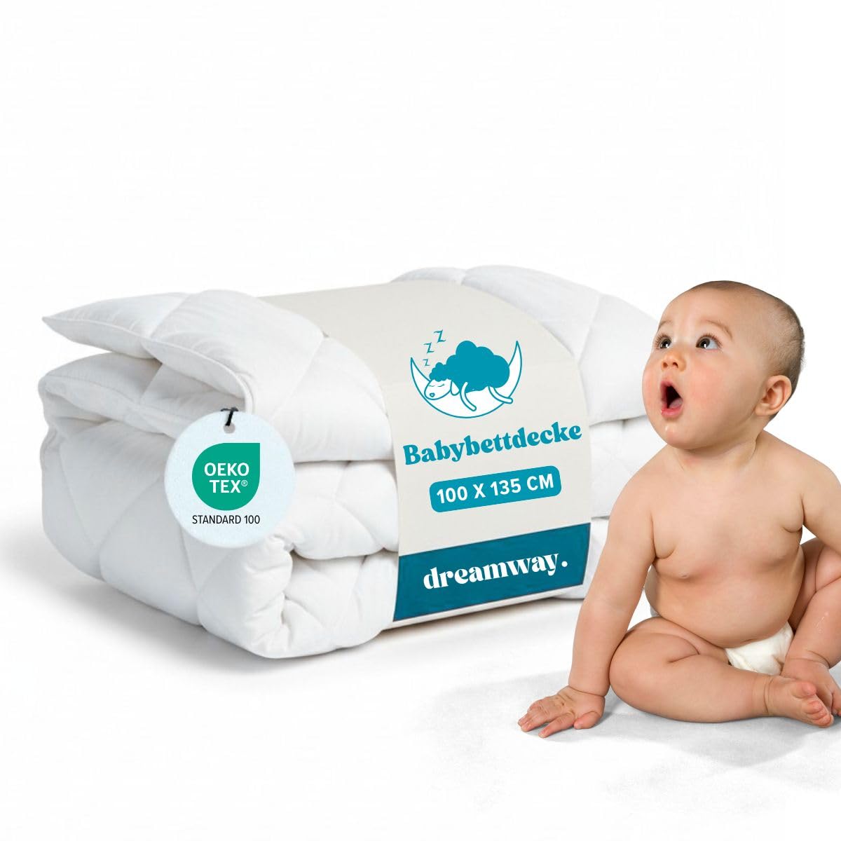 DREAMWAY – Babybettdecke 300 g/m² – 100x135 cm | 100% Weiche Mikrofaser – OEKO-TEX Zertifiziert – Kinderbettdecke für alle Jahreszeiten