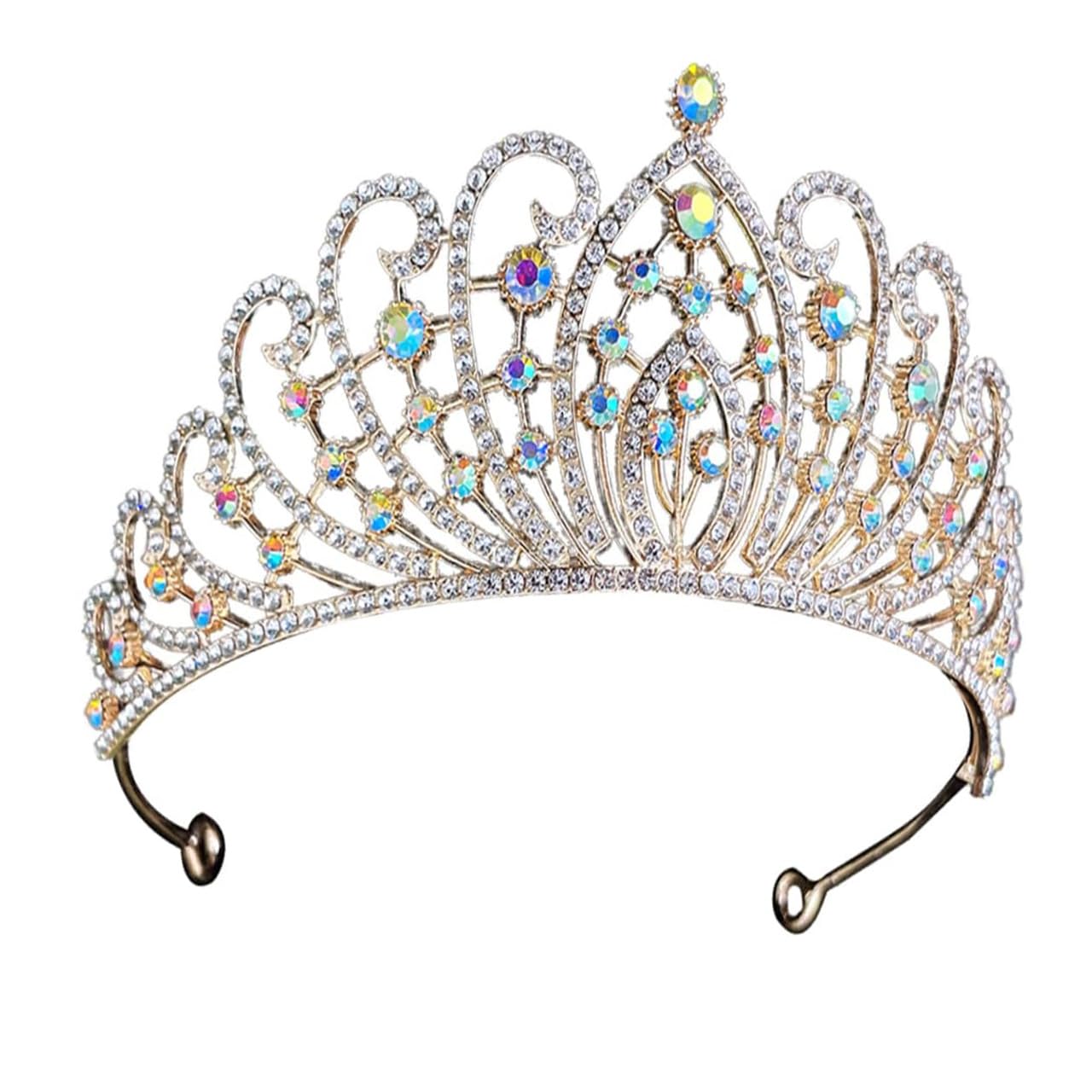 Tiara de novia con diamantes de imitación y corona cómoda para peinados de boda y comunión