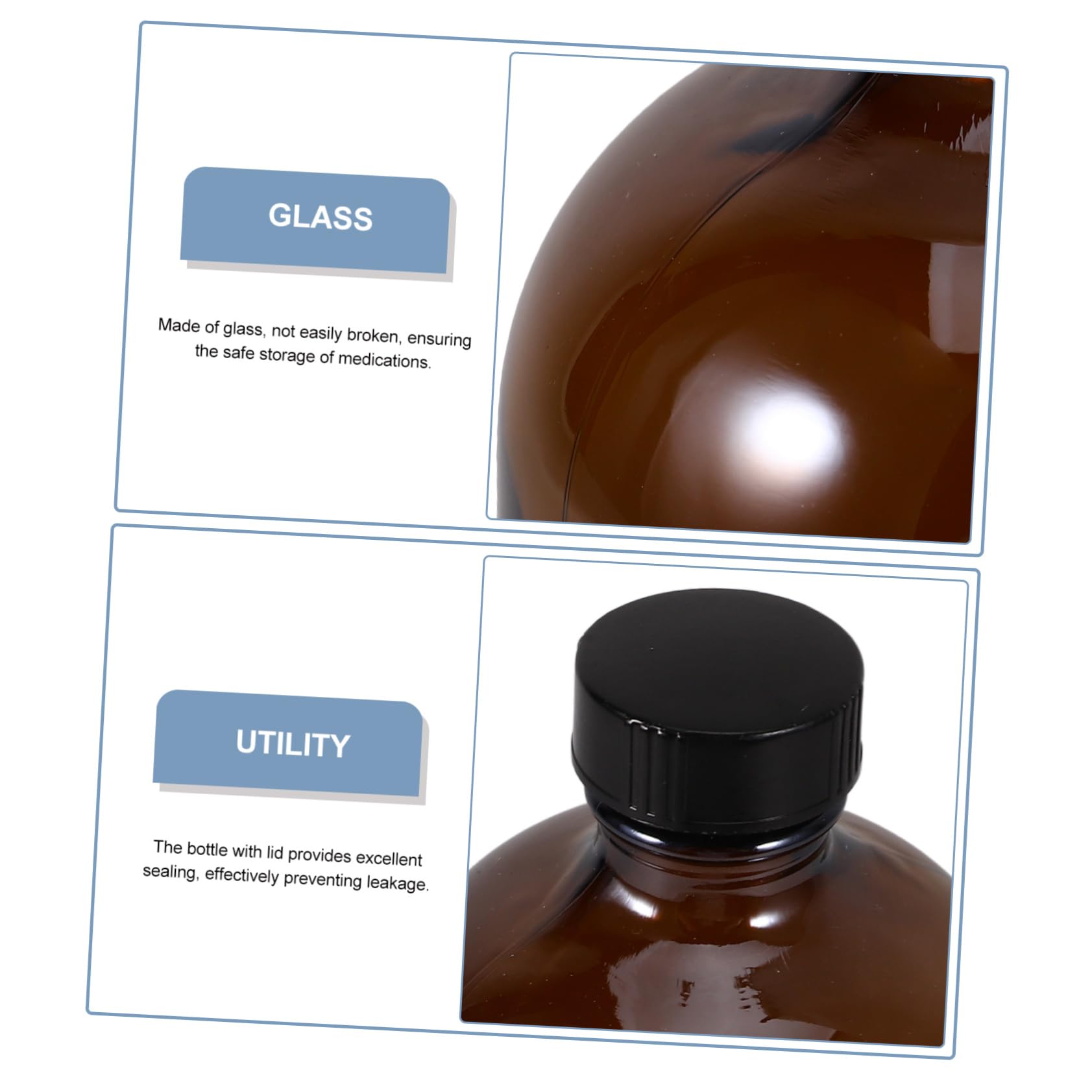 Cabilock Diy Cleaning Material Storage 500ml Brown Glass Bottle Refillable Light-resistant