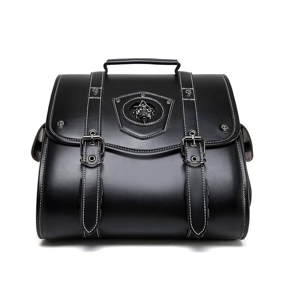 Amazon.com: Motorcycle Saddlebag, Black Leather with Buckles