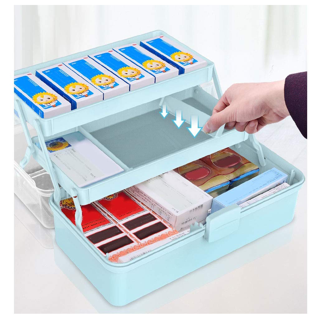 Kit di Pronto Soccorso Scatola Medica Grande capacità, for medicinali, immagazzinaggio Multistrato, Cassetta, Blu,Kit di Pronto Soccorso(B)