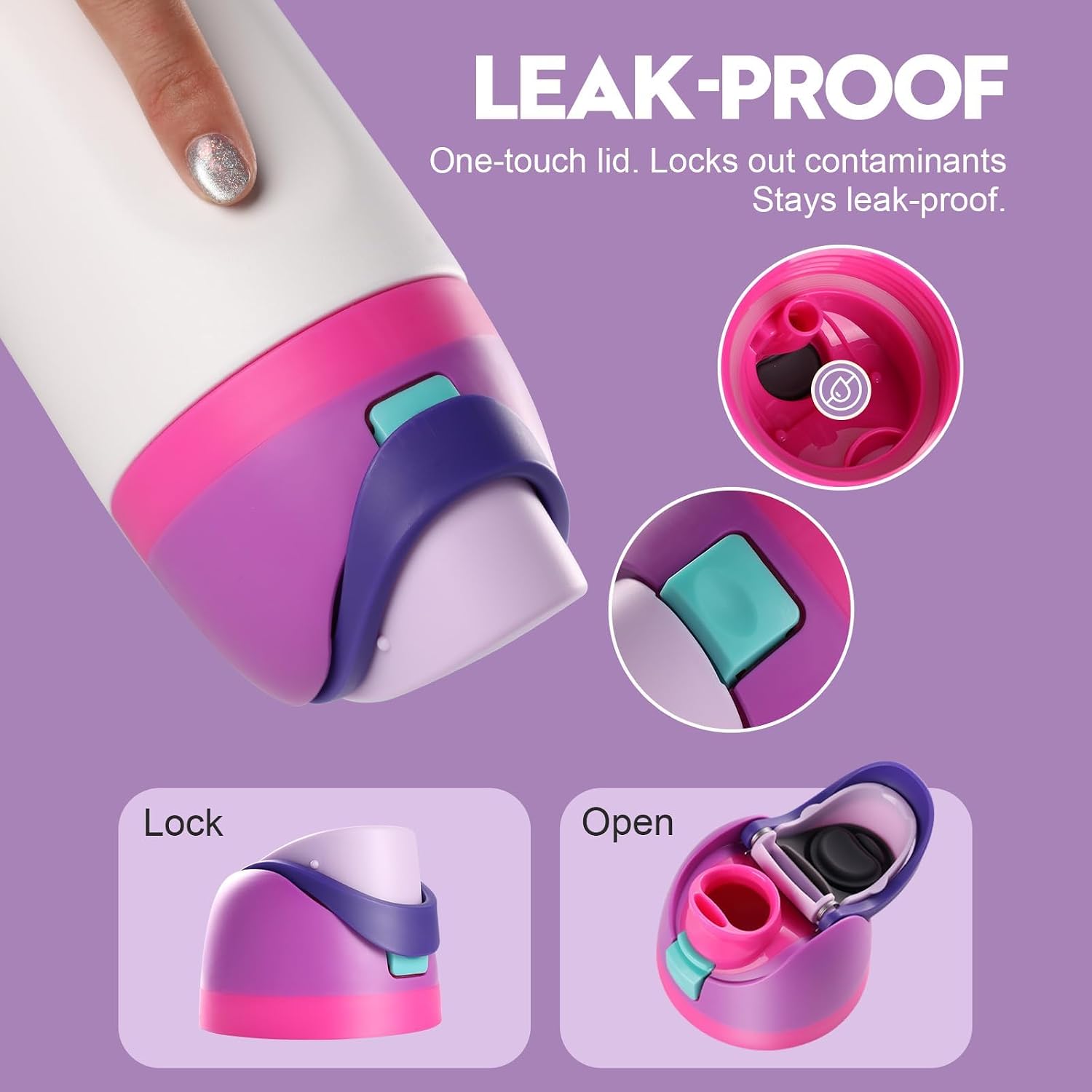 Replacement Lid Compatible with Owala Freesip 16oz 24oz 32oz 40oz,Leakproof, BPA-Free (Orange-Purple)