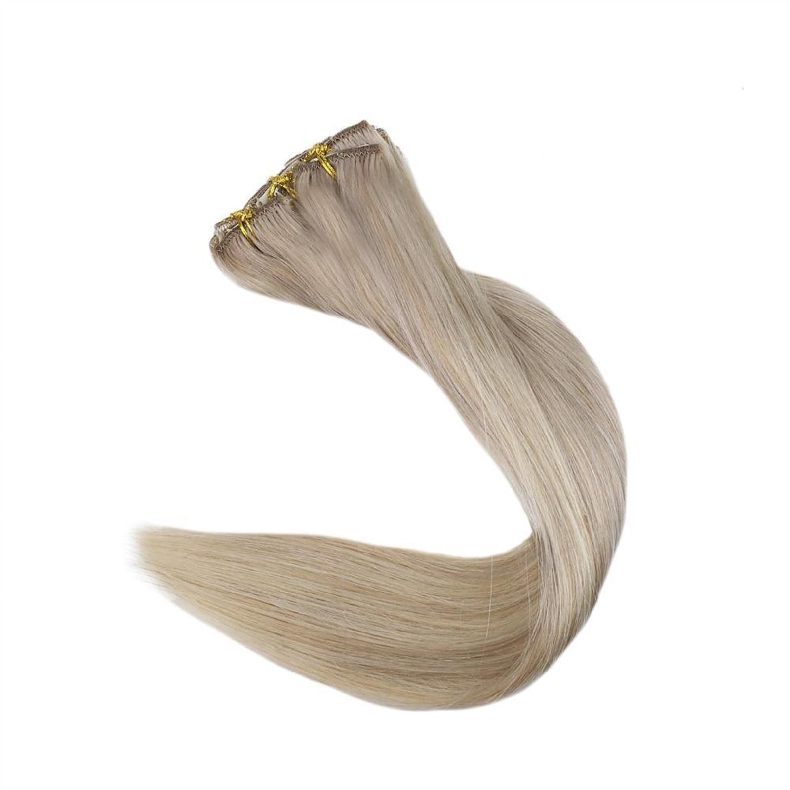 Przedłużanie włosów Clip in Hair Extensions, Balayage Ombre Brown to Dirty Blonde 120g Podwójny wątek Clip in Hair Extensions Prawdziwe ludzkie włosy Proste Remy Hair Clip in Hair Extensions Treska (