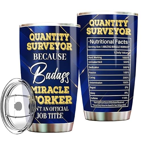 MONIZILUCKY Quantity Surveyor Tumbler Stainless Steel 20oz With Lid, Gifts Bulks For Office Women Men Work Friends Coworker, Driking Coffee Cup For Birthday Christmas