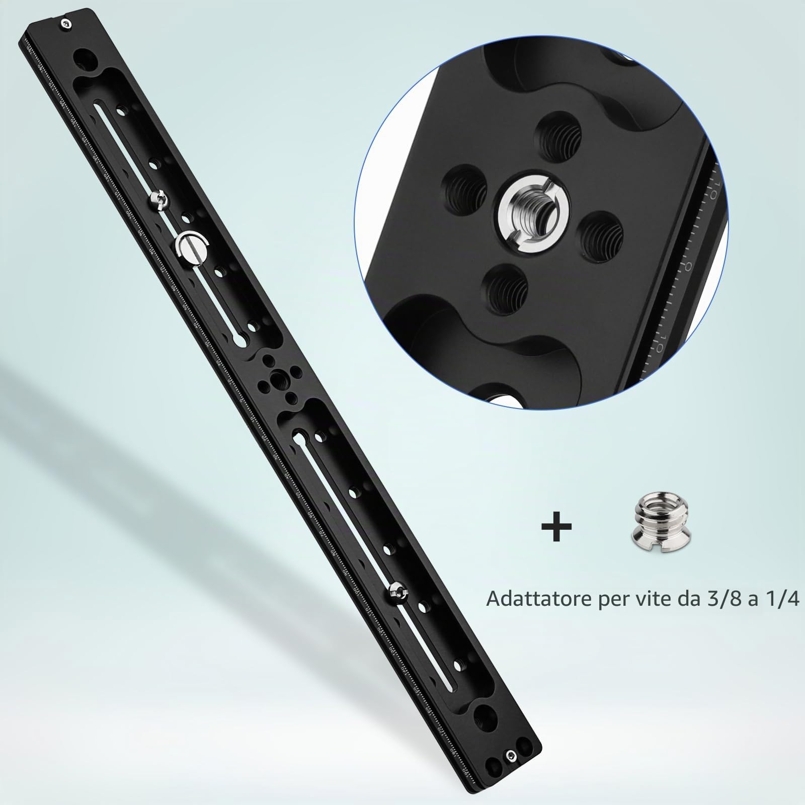 Haoge HQR-400 400 mm Piastra a sgancio rapido multiuso, prolunga, guida scorrevole per treppiede, morsetto a testa sferica, compatibile con Arca Swiss